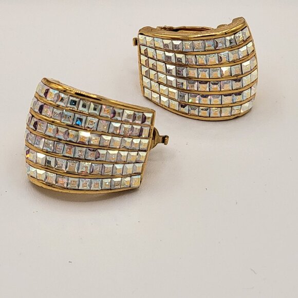 Butler Fifth Avenue Collection Crystal Rhinestone Gold-tone Clip-on Earrings - Picture 2 of 9